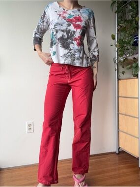 Katina Marie Y2K white Floral Print Top - made in the USA - size S